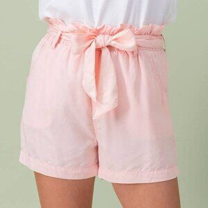 Pink High Waist Paper Bag Shorts